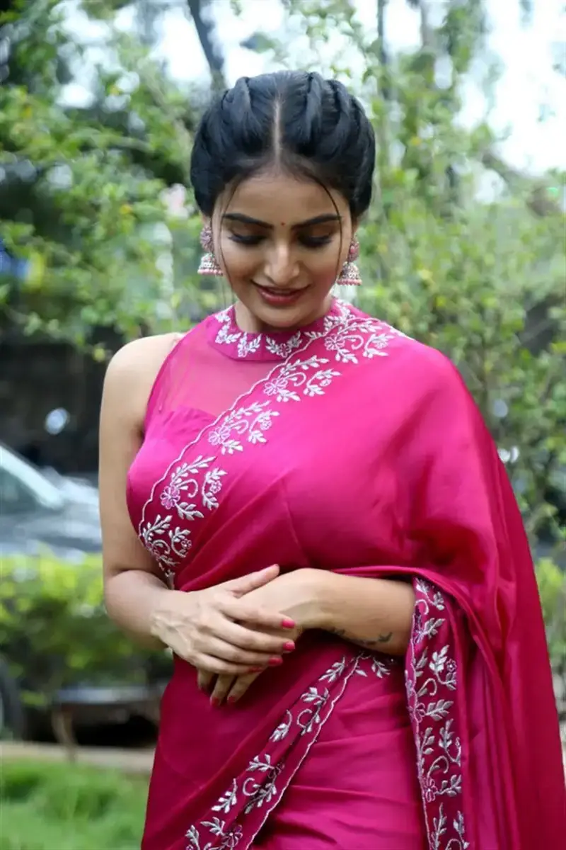 Actress Ananya Nagalla Red Saree at Anveshi Movie Release